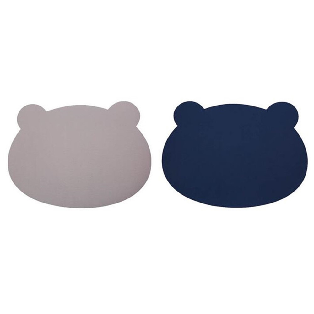 Cartoon Urso em Forma de Pratos Impermeáveis ​​à Prova D'água Placemats de Mesa de Mesa à Prova de Óleo de Tapete de Mesa de Mesa - Azul Acinzentado