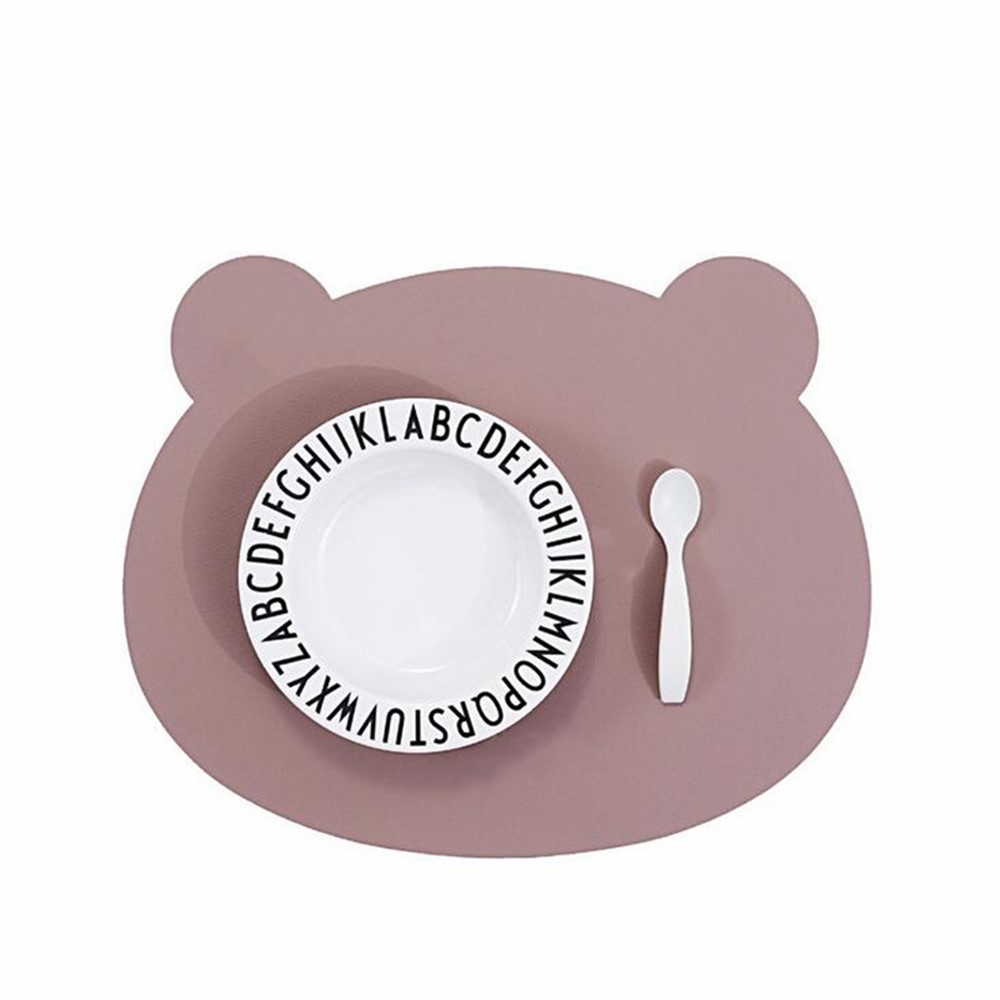 Cartoon Bear Shaped Waterproof Heat-insulating Dishes Table Mat Pad Oil-proof Tableware Placemats - Blue/Grey-3