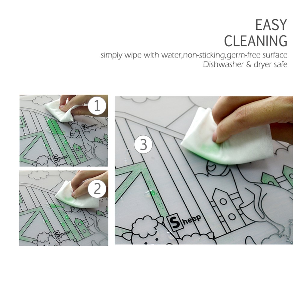 Heat Insulation Cartoon Silicone Dinnerware Tableware BPA Free Baby Feeding Dishes Mat Pad Placemat - Farm-5