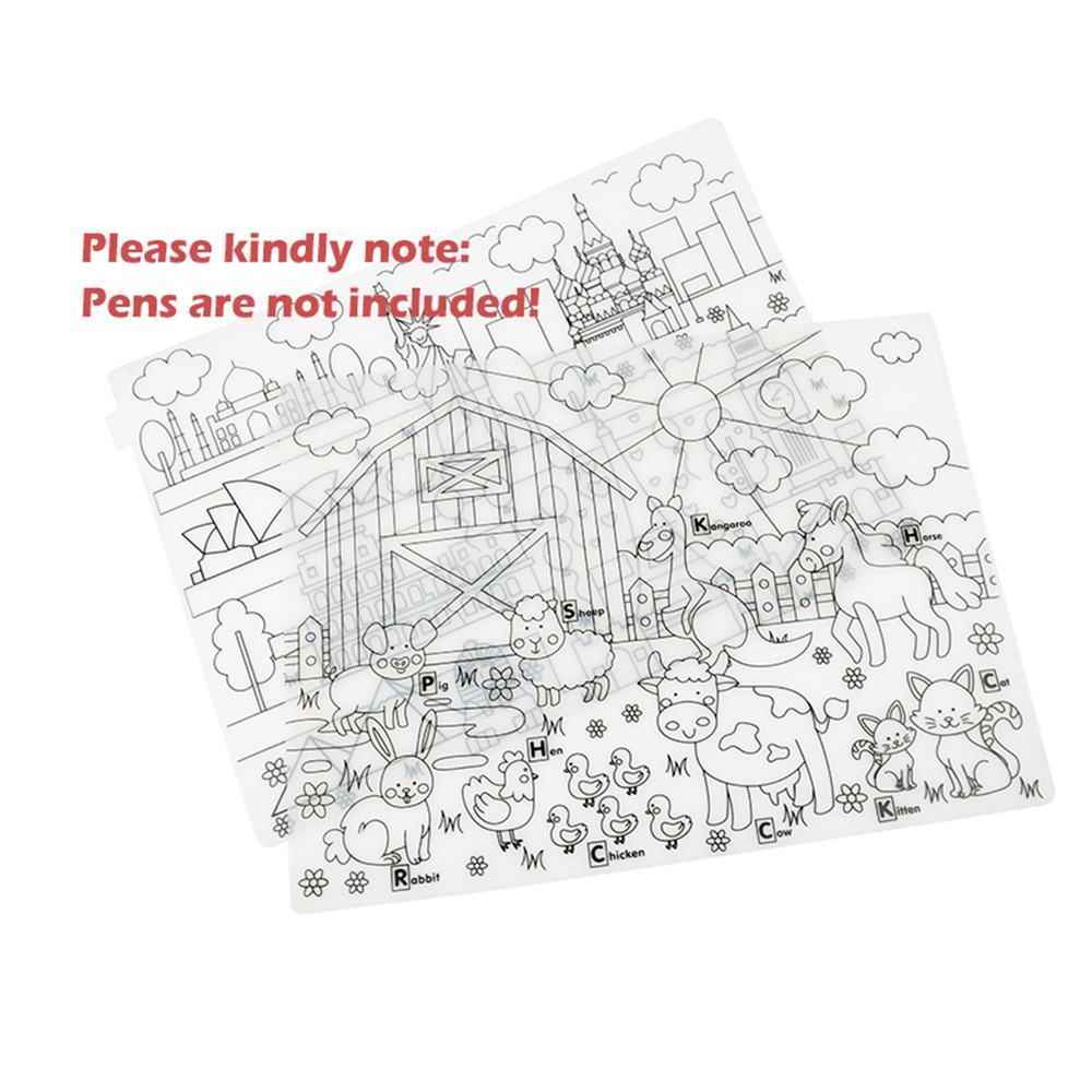 Heat Insulation Cartoon Silicone Dinnerware Tableware BPA Free Baby Feeding Dishes Mat Pad Placemat - Farm-6