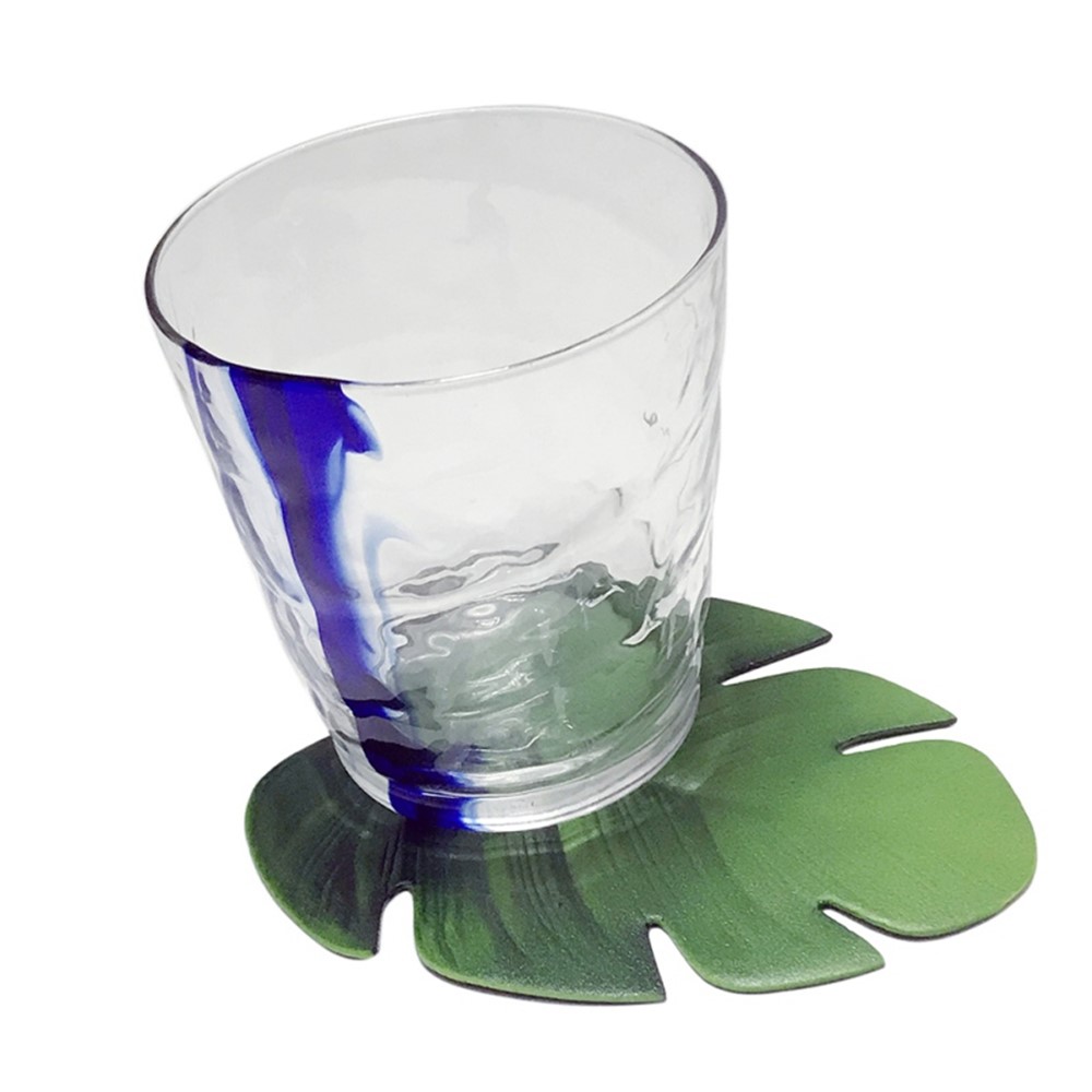 PE003 Monstera Leaf EVA Cup Mat Hawaiian Anti-Slip Drink Mat for Home Decor 13x10cm-3
