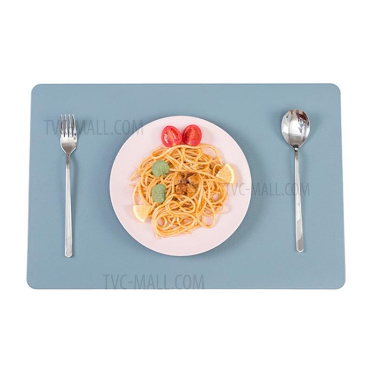Nordic Style Leather Western Meal Pad Bowl Mat Plate Placemat Waterproof Heat Insulation Table Mat - Blue-1