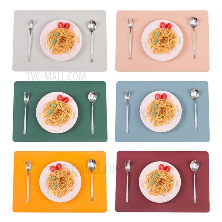 Nordic Style Leather Western Meal Pad Bowl Mat Plate Placemat Waterproof Heat Insulation Table Mat - Blue-11