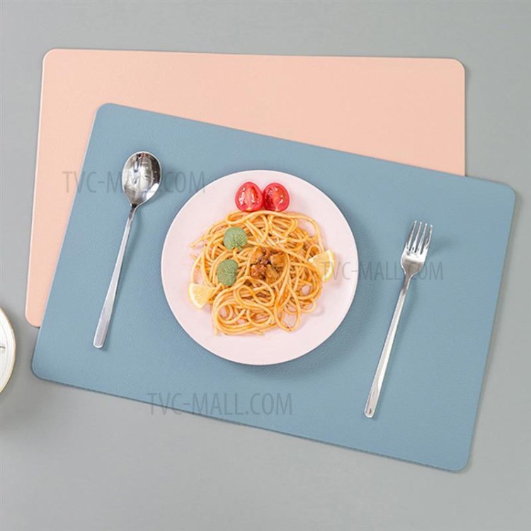 Nordic Style Leather Western Meal Pad Bowl Mat Plate Placemat Waterproof Heat Insulation Table Mat - Blue-3