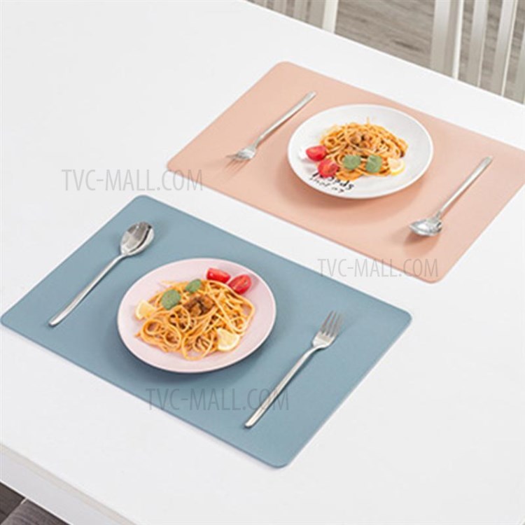 Nordic Style Leather Western Meal Pad Bowl Mat Plate Placemat Waterproof Heat Insulation Table Mat - Blue-4
