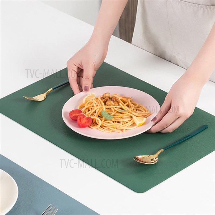 Nordic Style Leather Western Meal Pad Bowl Mat Plate Placemat Waterproof Heat Insulation Table Mat - Blue-5