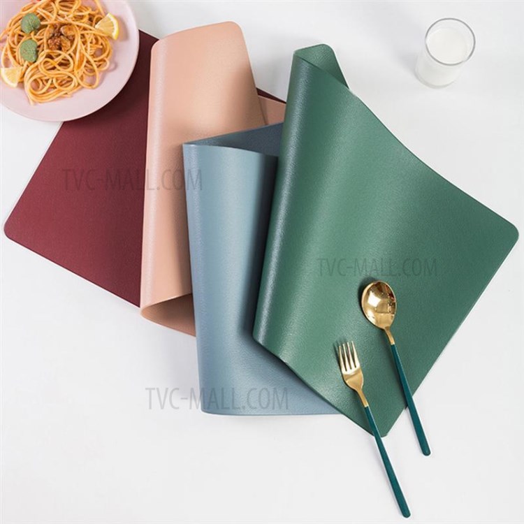 Nordic Style Leather Western Meal Pad Bowl Mat Plate Placemat Waterproof Heat Insulation Table Mat - Blue-7