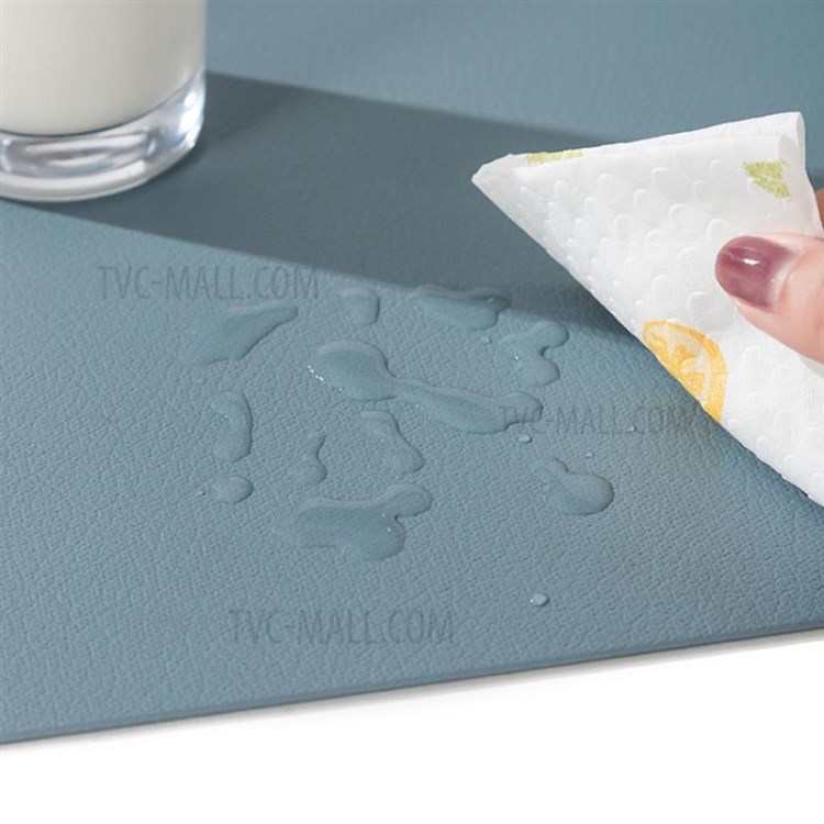 Nordic Style Leather Western Meal Pad Bowl Mat Plate Placemat Waterproof Heat Insulation Table Mat - Blue-8