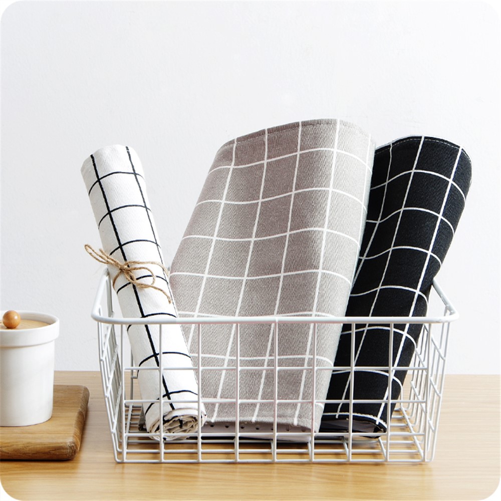 TS-016 Plaid Style Fabric Table Mats Kitchen Dish Bowl Heat Resistant Placemat Tea Coffee Cup Coaster - Black-6