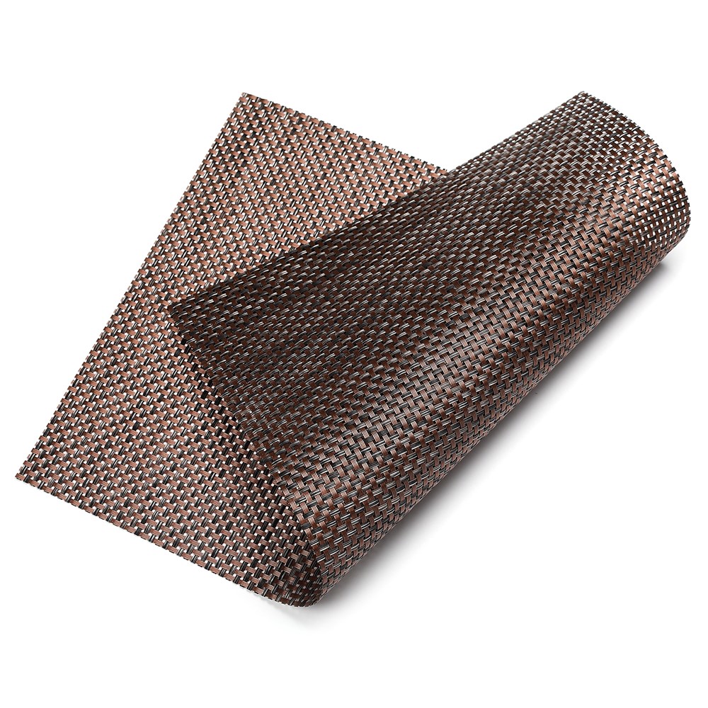 MJ7814 PVC Braided Non-Slip Placemat Dining Table Mat Heat-insulated Tableware Bowl Pads - Yellowish Brown-3