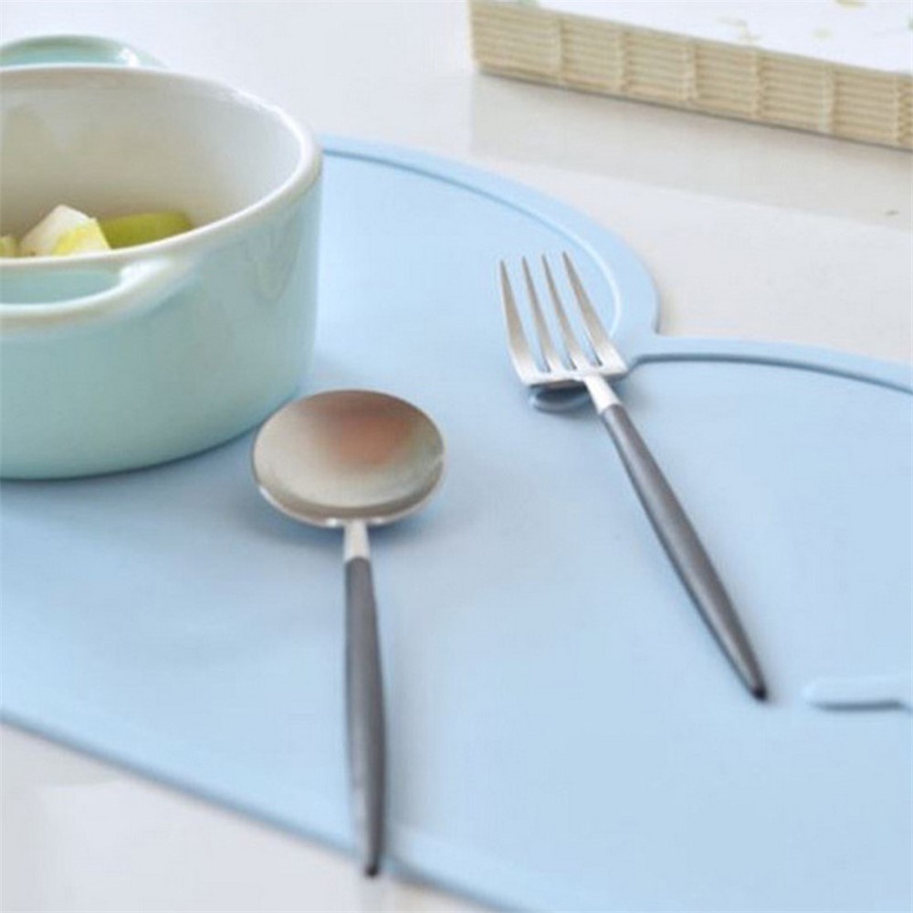 SHY98 BPA Free Cartoon Cloud Silicone Placemat Heat Resistant Plate Mat Children Bowl Coaster - Blue-2