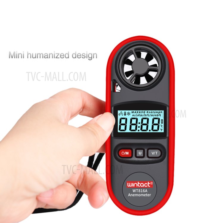 WINTACT WT816A 30m/s Digital Anemometer Tester Portable Handheld Wind Speed Temperature Measure Tool Air Velocity Meter-4