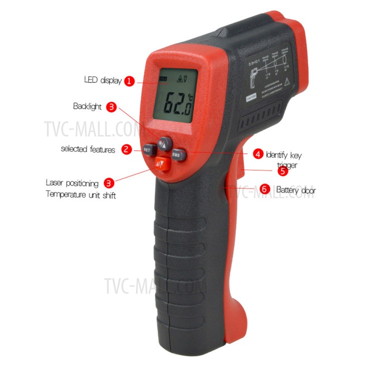 WINTACT WT300 Non-contact LCD Screen Thermometer Handheld Digital Infrared Laser Temperature Tester-11