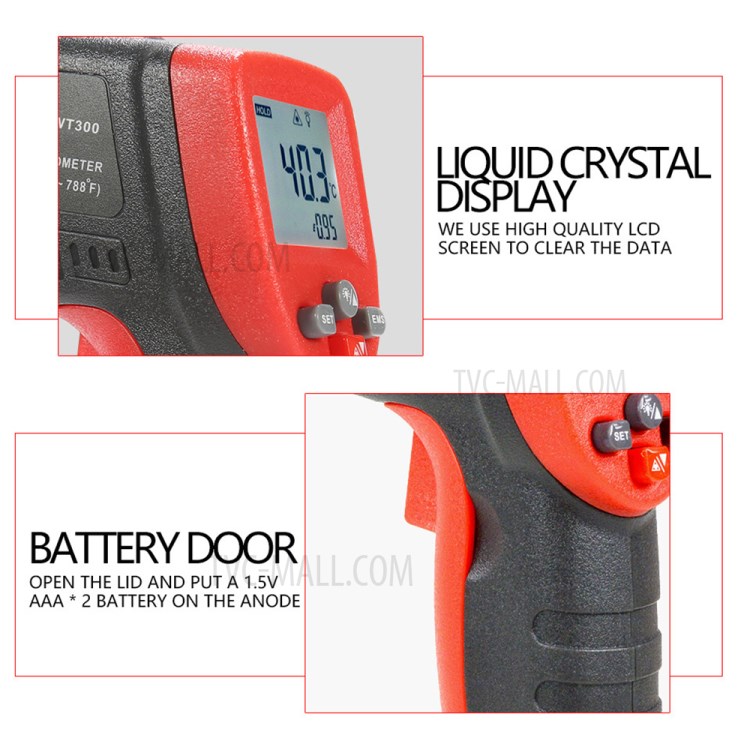WINTACT WT300 Non-contact LCD Screen Thermometer Handheld Digital Infrared Laser Temperature Tester-7
