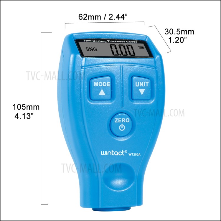 WINTACT WT200A Mini Portable Digital Coating Thickness Gauge Tester 0-1.8mm Paint Film Thickness Meter-3