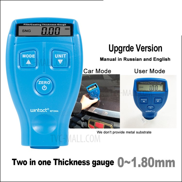 WINTACT WT200A Mini Portable Digital Coating Thickness Gauge Tester 0-1.8mm Paint Film Thickness Meter-6