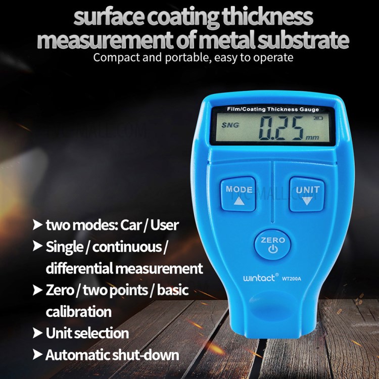 WINTACT WT200A Mini Portable Digital Coating Thickness Gauge Tester 0-1.8mm Paint Film Thickness Meter-7