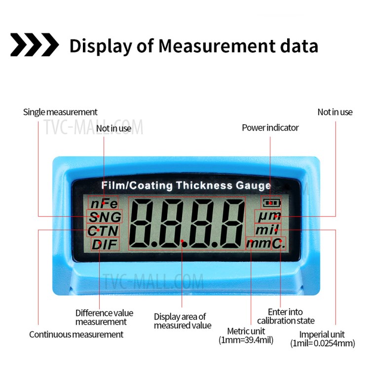 WINTACT WT200A Mini Portable Digital Coating Thickness Gauge Tester 0-1.8mm Paint Film Thickness Meter-8
