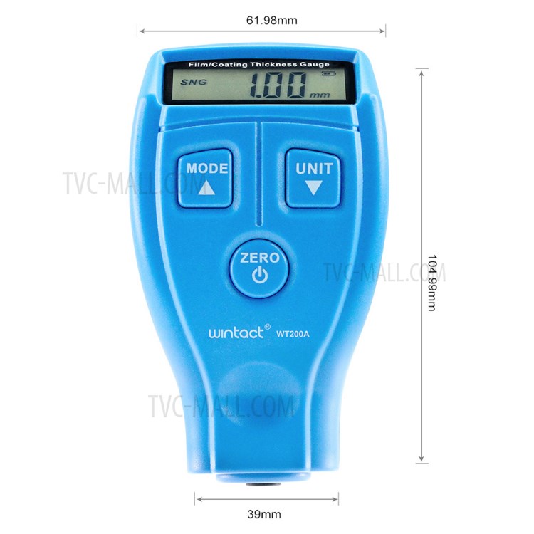WINTACT WT200A Mini Portable Digital Coating Thickness Gauge Tester 0-1.8mm Paint Film Thickness Meter-9