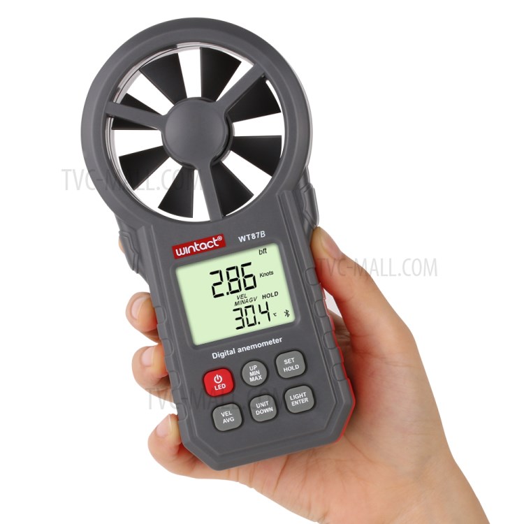 WINTACT WT87B Digital Anemometer Thermometer Tester Portable Handheld Wind Speed Meter with USB Bluetooth-5