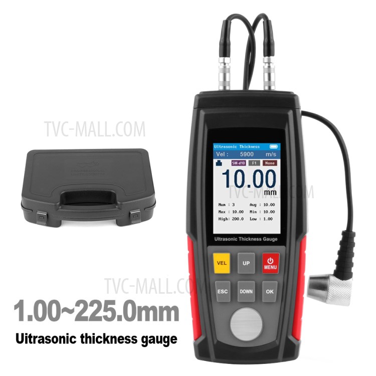 RZ WT100A Digital Ultrasonic Thickness Gauge Tester Hand-held USB Charging 1-225mm Thickness Meter-3