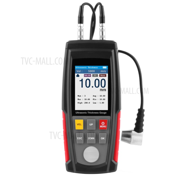 RZ WT100A Digital Ultrasonic Thickness Gauge Tester Hand-held USB Charging 1-225mm Thickness Meter-5