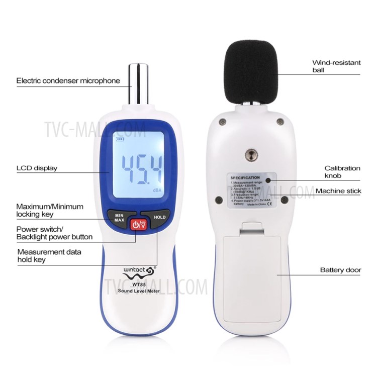 WINTACT WT85 Mini Digital Sound Level Meter Noise Decibel Detector Tool-3