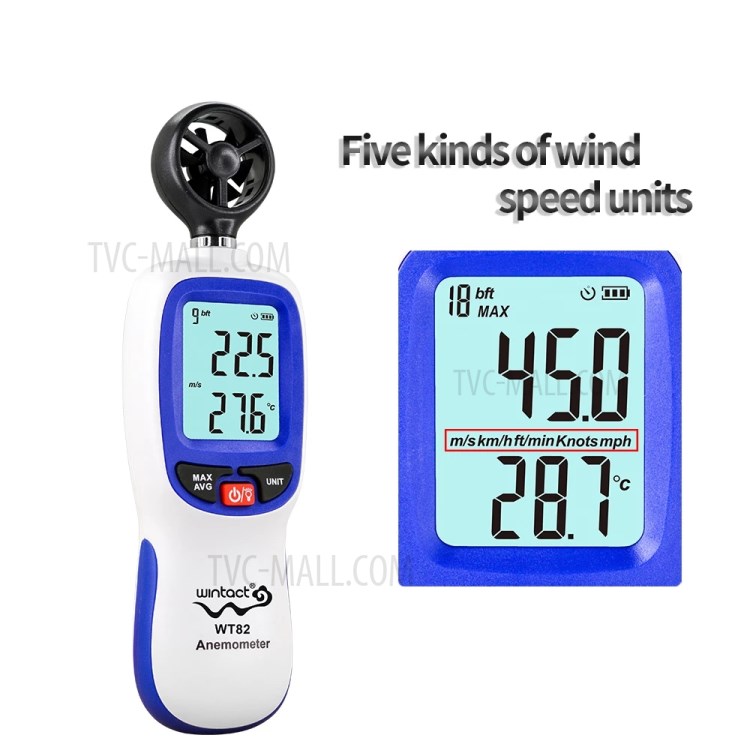 WINTACT WT82 Digital Wind Speed Gauge Anemometer LCD Wind Temperature Display Air Flow Instrument-5