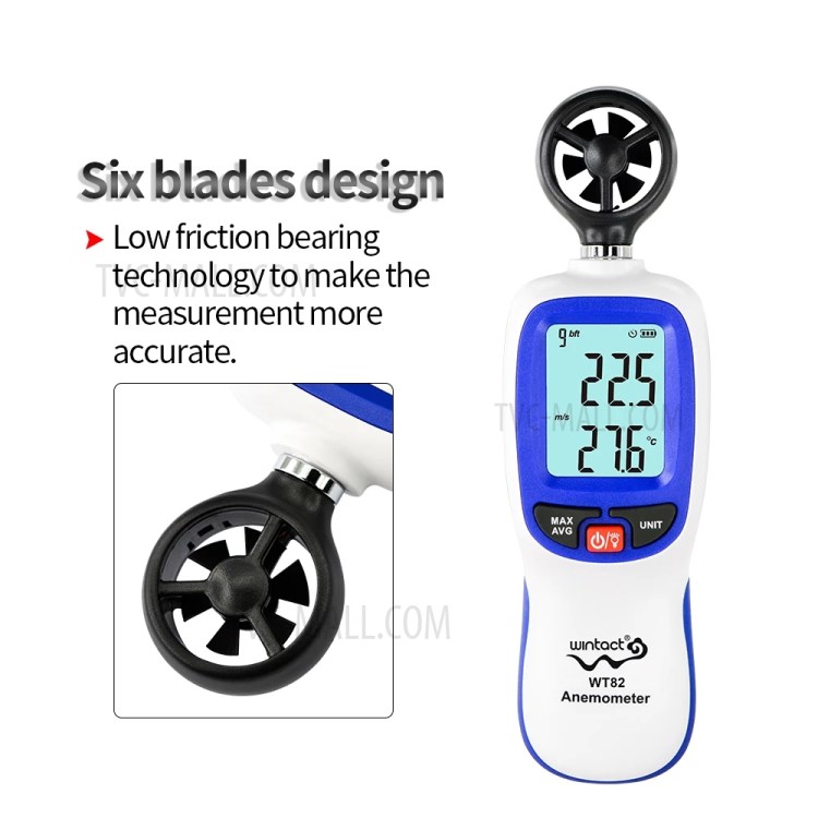 WINTACT WT82 Digital Wind Speed Gauge Anemometer LCD Wind Temperature Display Air Flow Instrument-6