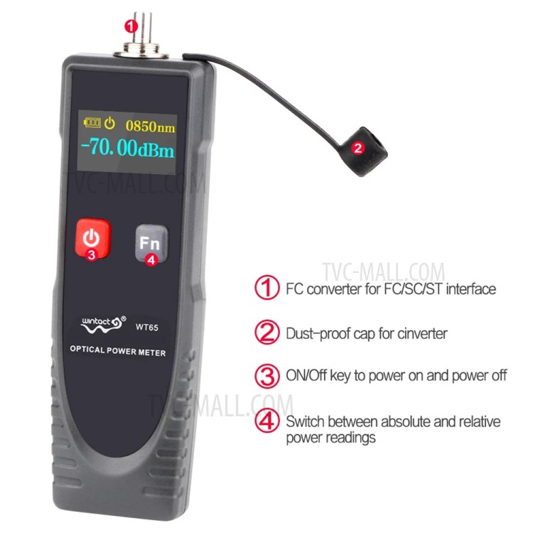 RZ WT65 Handheld Digital Fiber Optic Power Meter Network Cable Tester-4