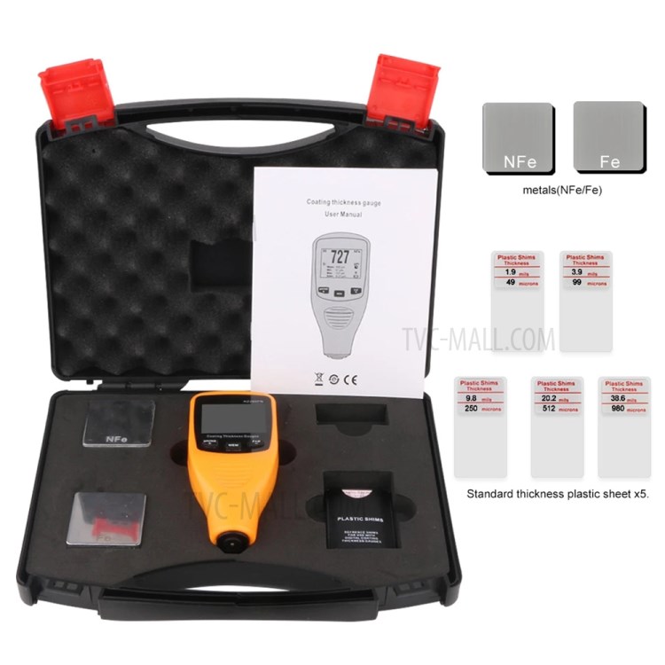 RZ RZ260FN Hand-held Digital Coating Thickness Gauge Tester 0-1250um Paint Thickness Measurement Tool-12