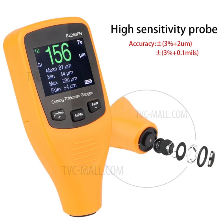 RZ RZ260FN Hand-held Digital Coating Thickness Gauge Tester 0-1250um Paint Thickness Measurement Tool-5