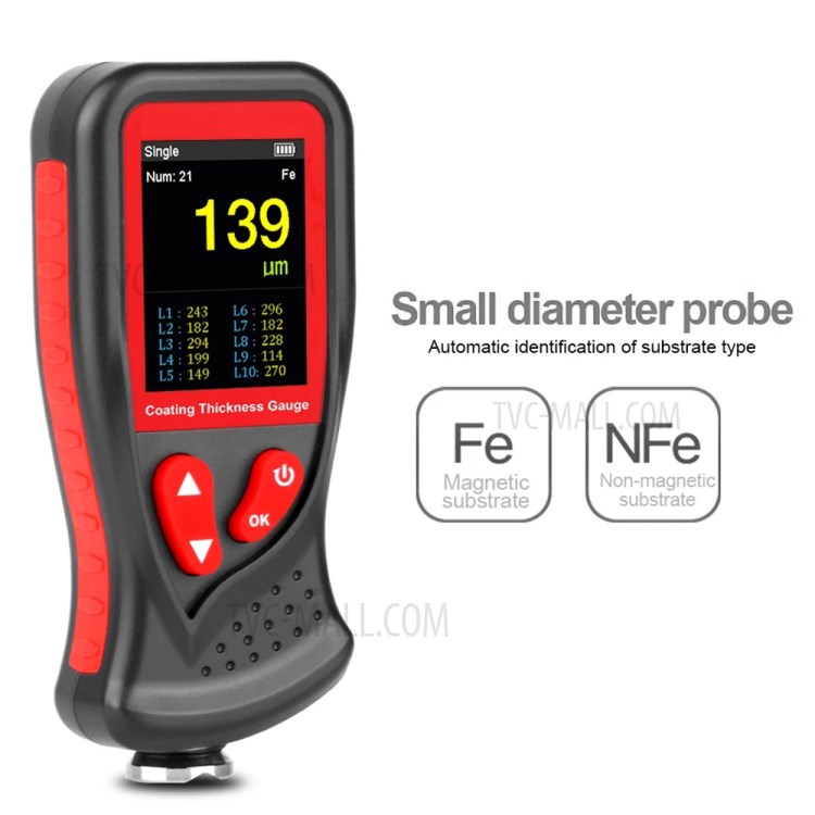 BENETECH GT230 Hand-held Digital Coating Thickness Gauge Rechargeable 0-1300um Paint Film Thickness Tester Measurement Tool-3