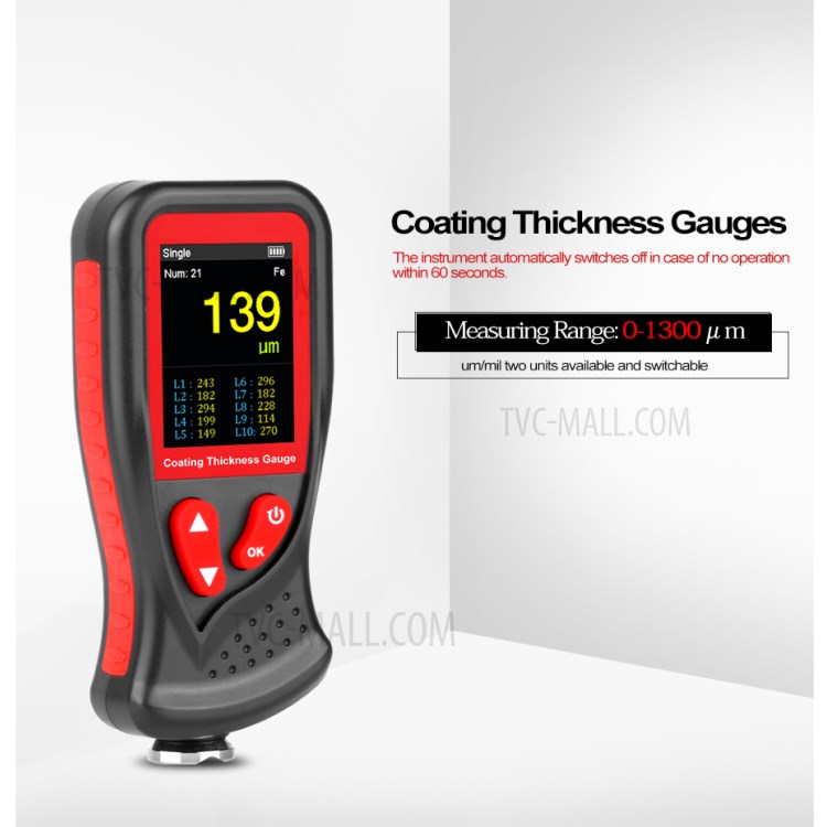 BENETECH GT230 Hand-held Digital Coating Thickness Gauge Rechargeable 0-1300um Paint Film Thickness Tester Measurement Tool-8