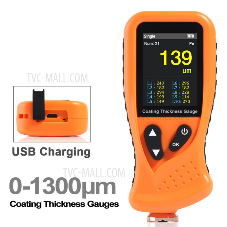 RZ GT230A Hand-held 0-1300um Coating Thickness Gauge Digital Rechargeable Paint Film Thickness Tester Tool-2