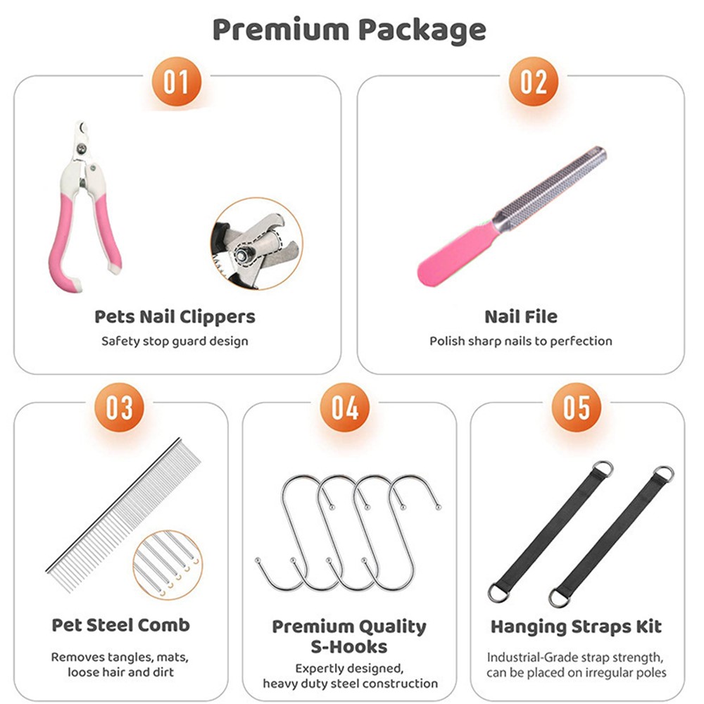 Dog Cat Hammock Set Dog Grooming Sling Hammock Restraint Bag with Nail Clipper and Grooming Comb, Size: L - Orange-6
