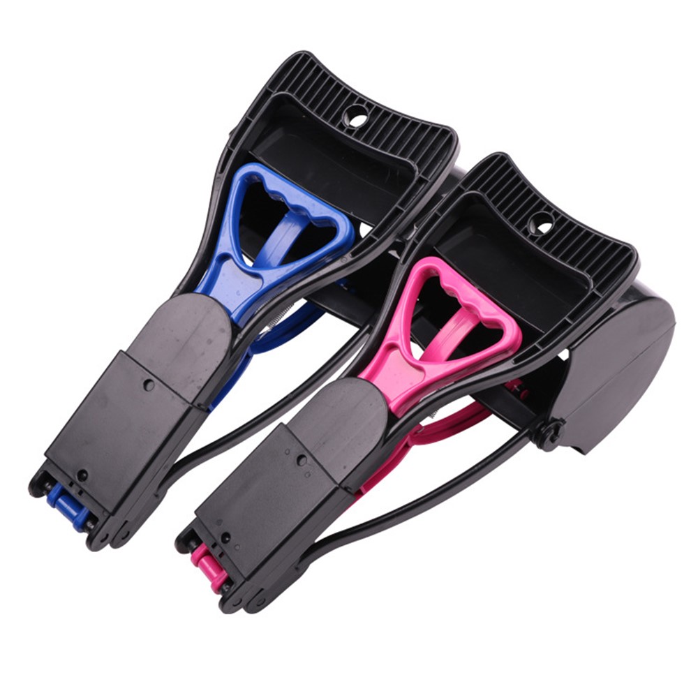 Folding Pooper Scooper for Dogs Long Handle Dog Poop Scooper Pet Waste Pick Up Jaw Scooper with Spring for Grass Dirt Gravel - Blue-7