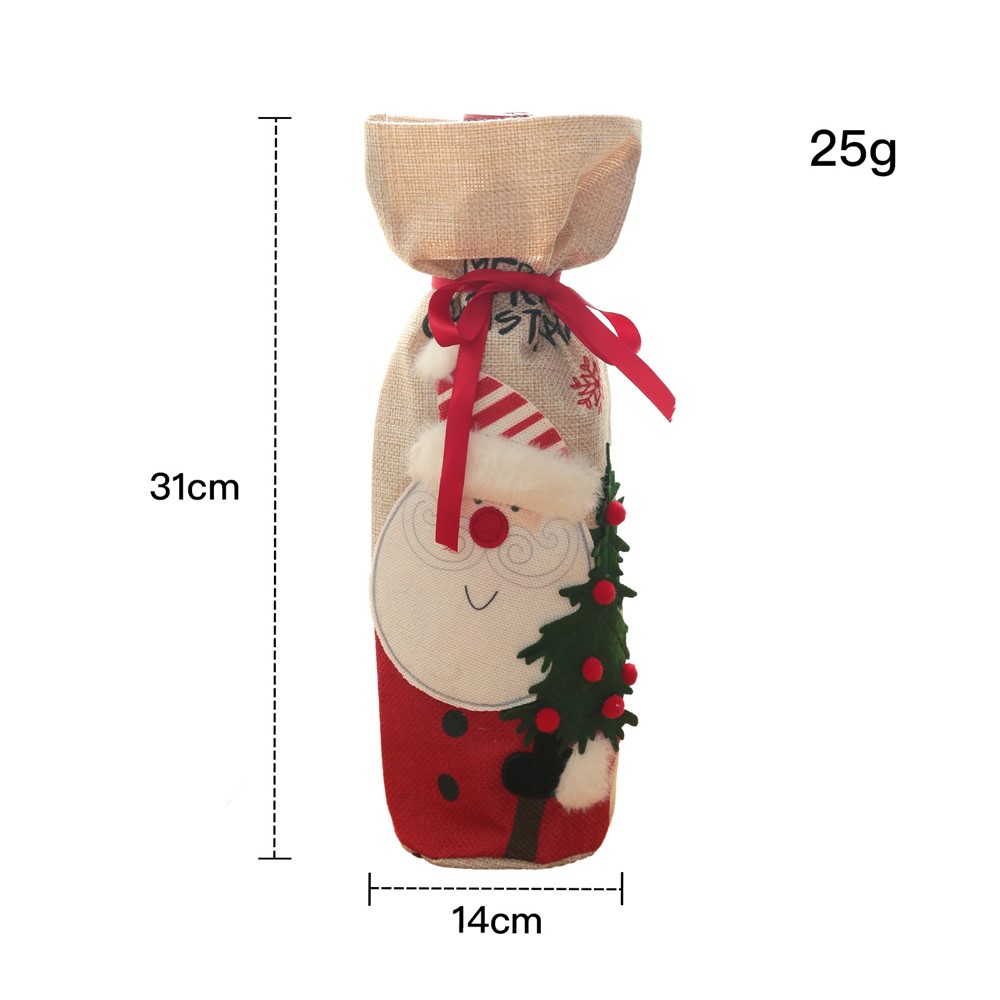 Embroidery Snowman/Santa Claus Christmas Bottle Cover Wine Bottle Sweater Party Decoration - Santa Claus-5