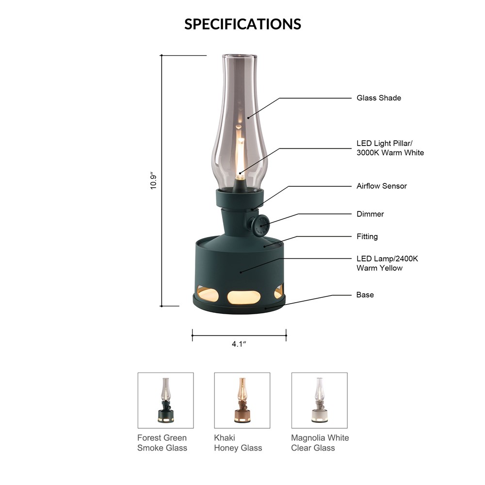 COMELY OLD DAYS Creative Imitation Kerosene Lamp Design Rechargeable LED Night Light Dimmable Retro Decorative Home Table Lamp - Green-3