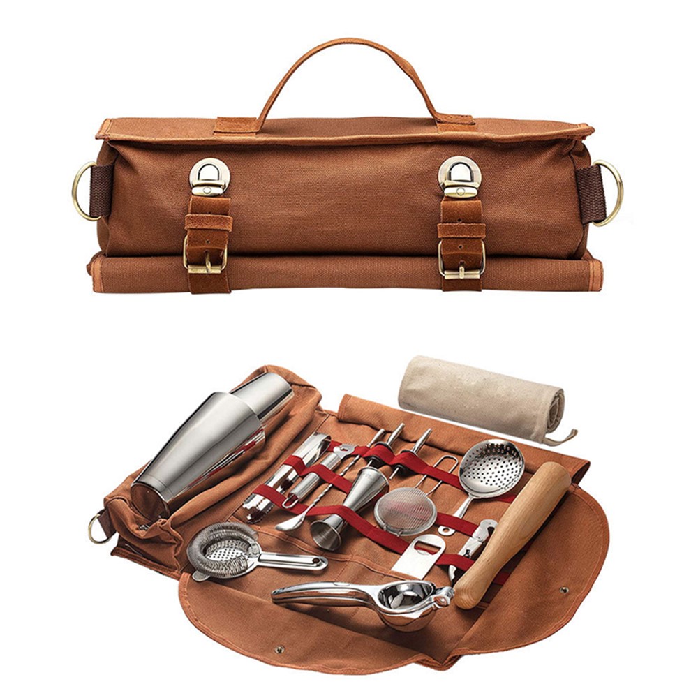 WESSLECO Portable Bartender Bartending Tools Storage Bag Bar Wine Tools Tote Crossbody Bag-1