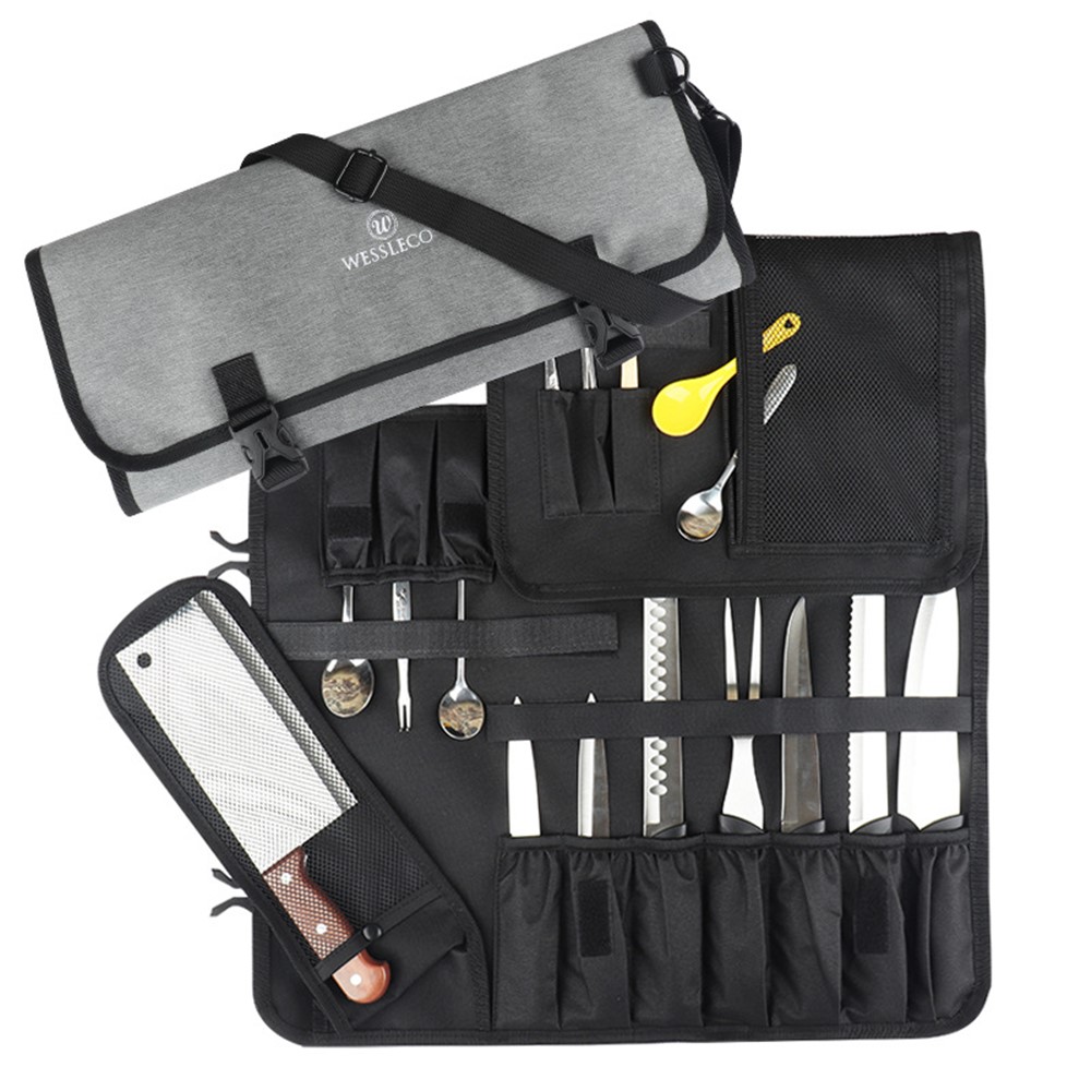 WESSLECO CL-112 Portable Chef Knife Storage Bag Carrying Pouch Kitchen Cooking Knife Holder Roll Bag-1