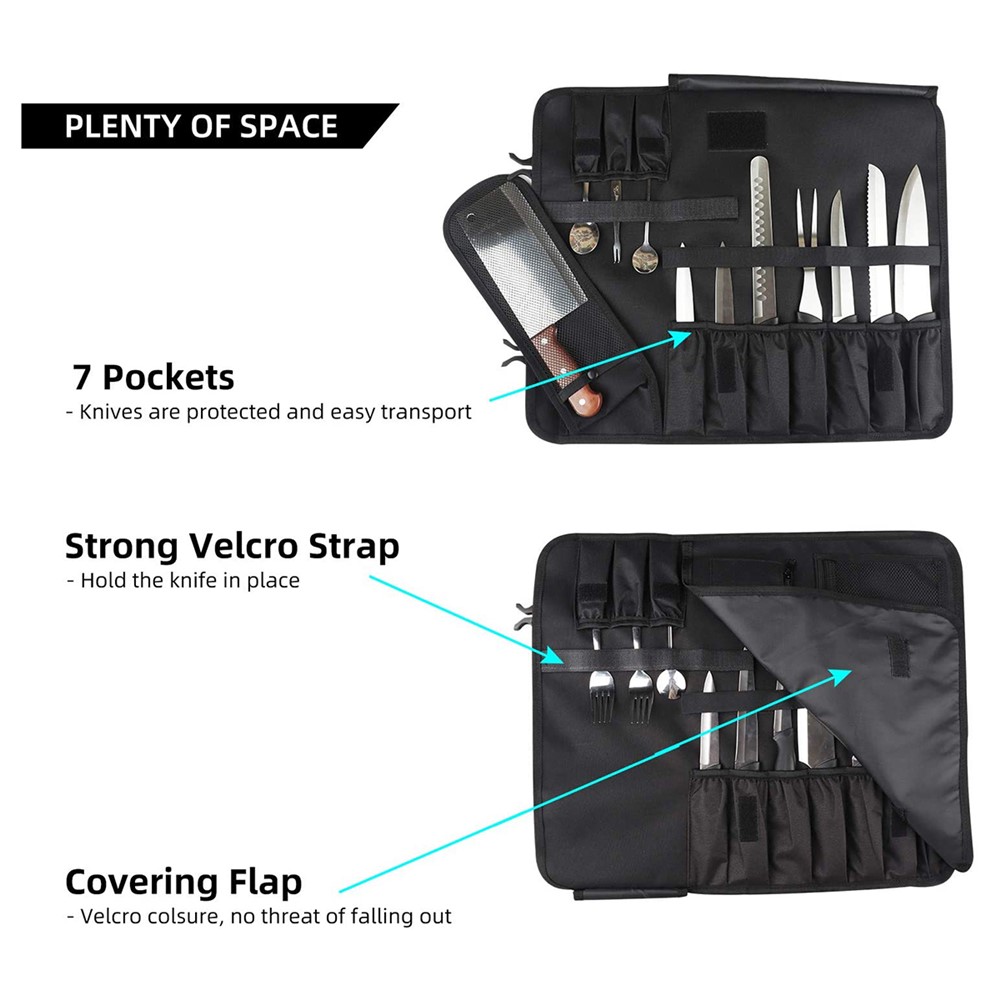 WESSLECO CL-112 Portable Chef Knife Storage Bag Carrying Pouch Kitchen Cooking Knife Holder Roll Bag-2