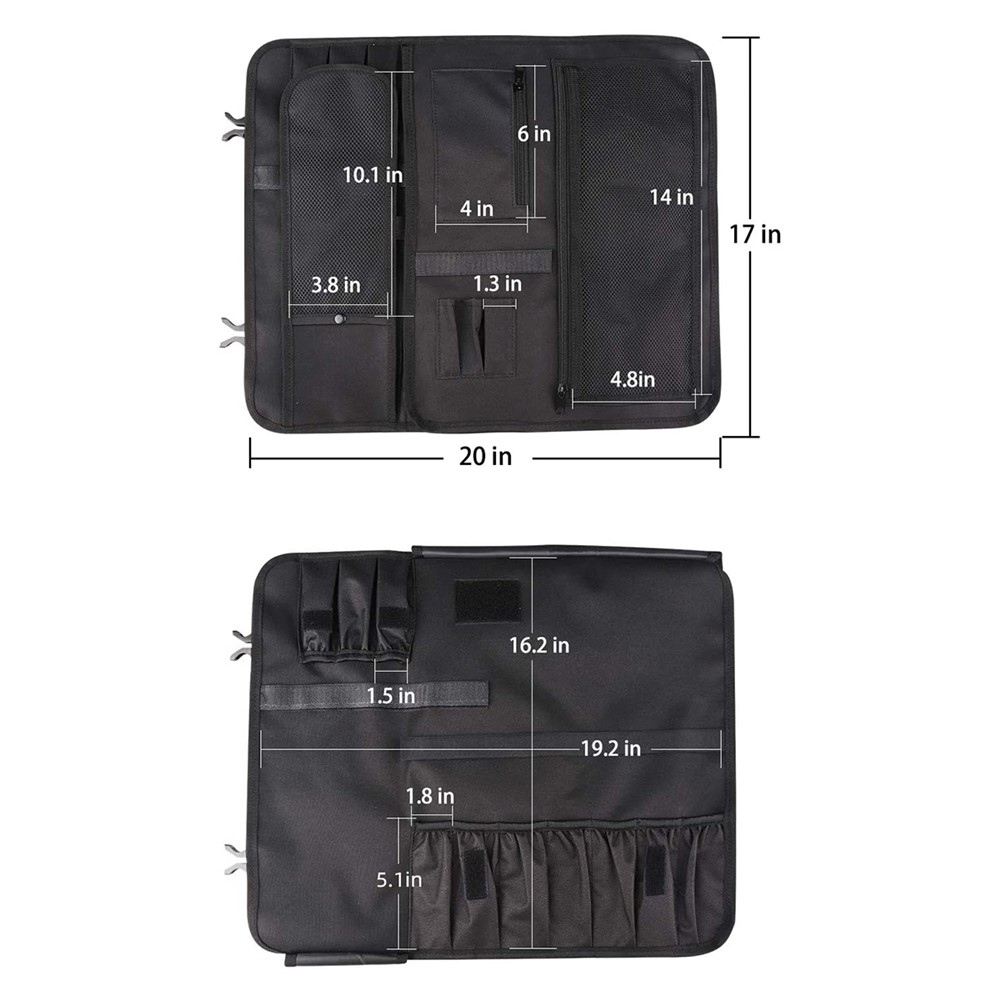 WESSLECO CL-112 Portable Chef Knife Storage Bag Carrying Pouch Kitchen Cooking Knife Holder Roll Bag-6