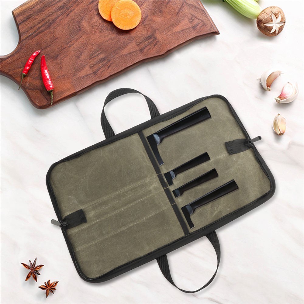 WESSLECO CL-110 Portable Canvas Chef Knife Tote Bag Kitchen Cooking Knife Carrying Pouch Storage Bag-3