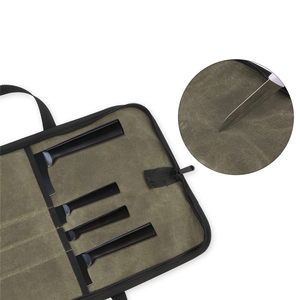 WESSLECO CL-110 Portable Canvas Chef Knife Tote Bag Kitchen Cooking Knife Carrying Pouch Storage Bag-4