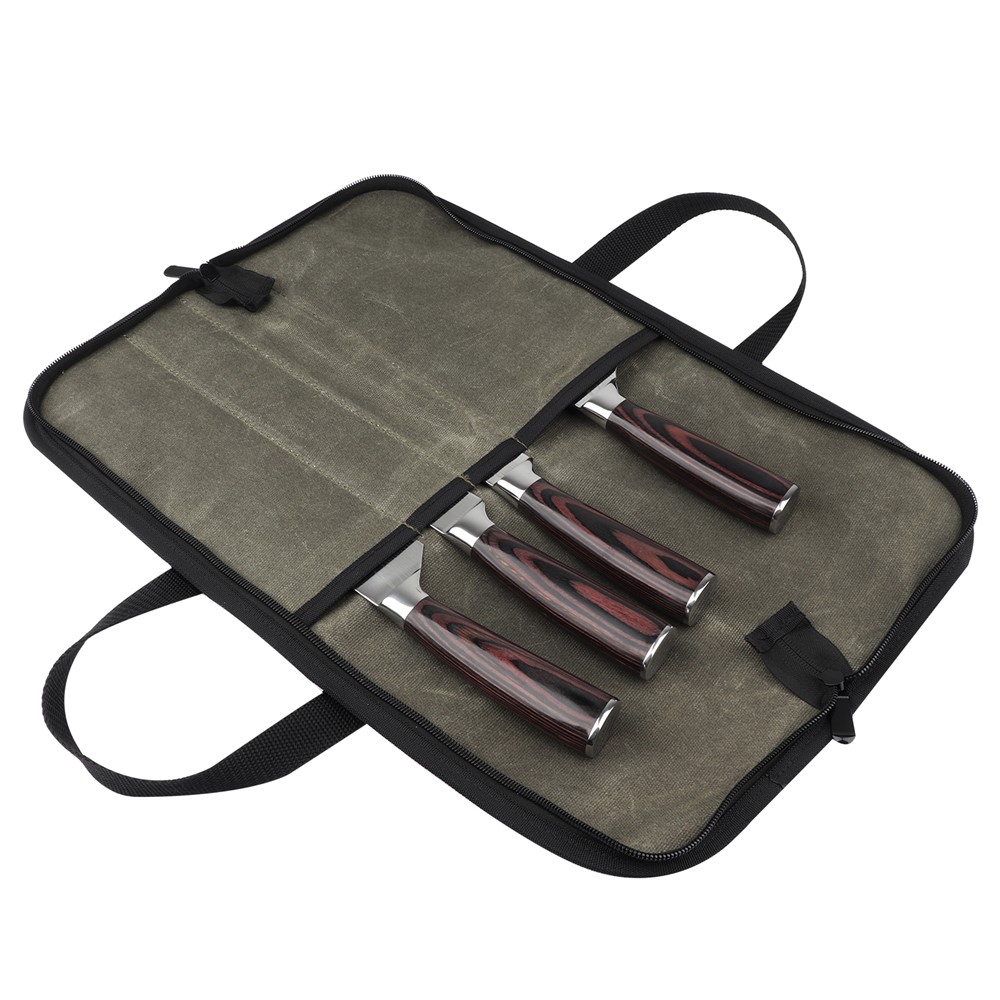 WESSLECO CL-110 Portable Canvas Chef Knife Tote Bag Kitchen Cooking Knife Carrying Pouch Storage Bag-5