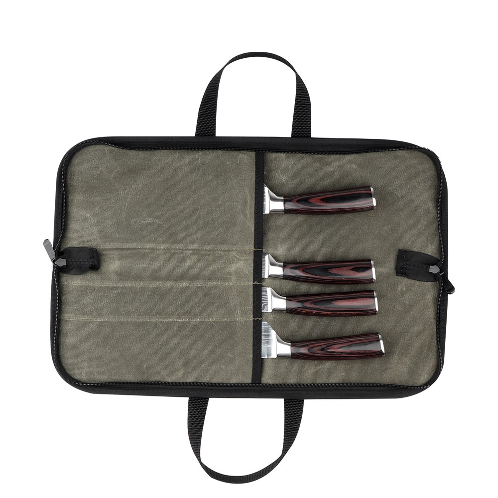 WESSLECO CL-110 Portable Canvas Chef Knife Tote Bag Kitchen Cooking Knife Carrying Pouch Storage Bag-6
