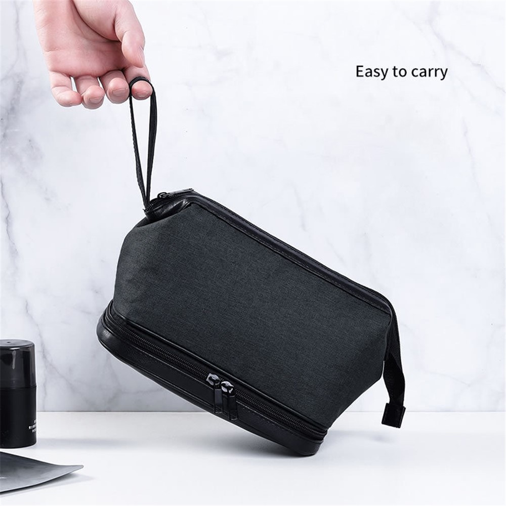 0456 Portable Men Travel Toiletry Bag Toiletries Storage Bag with Bottom Zipper Pocket - Dark Grey-5