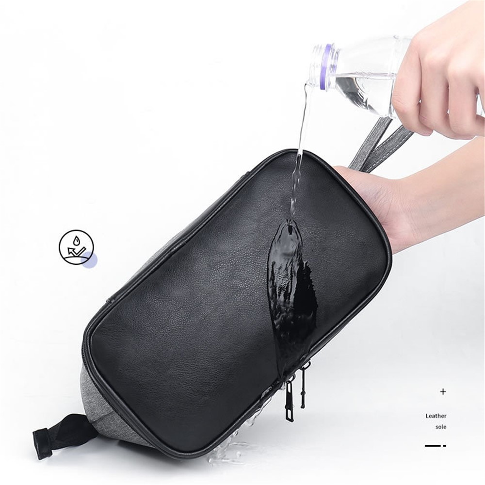 0456 Portable Men Travel Toiletry Bag Toiletries Storage Bag with Bottom Zipper Pocket - Dark Grey-6