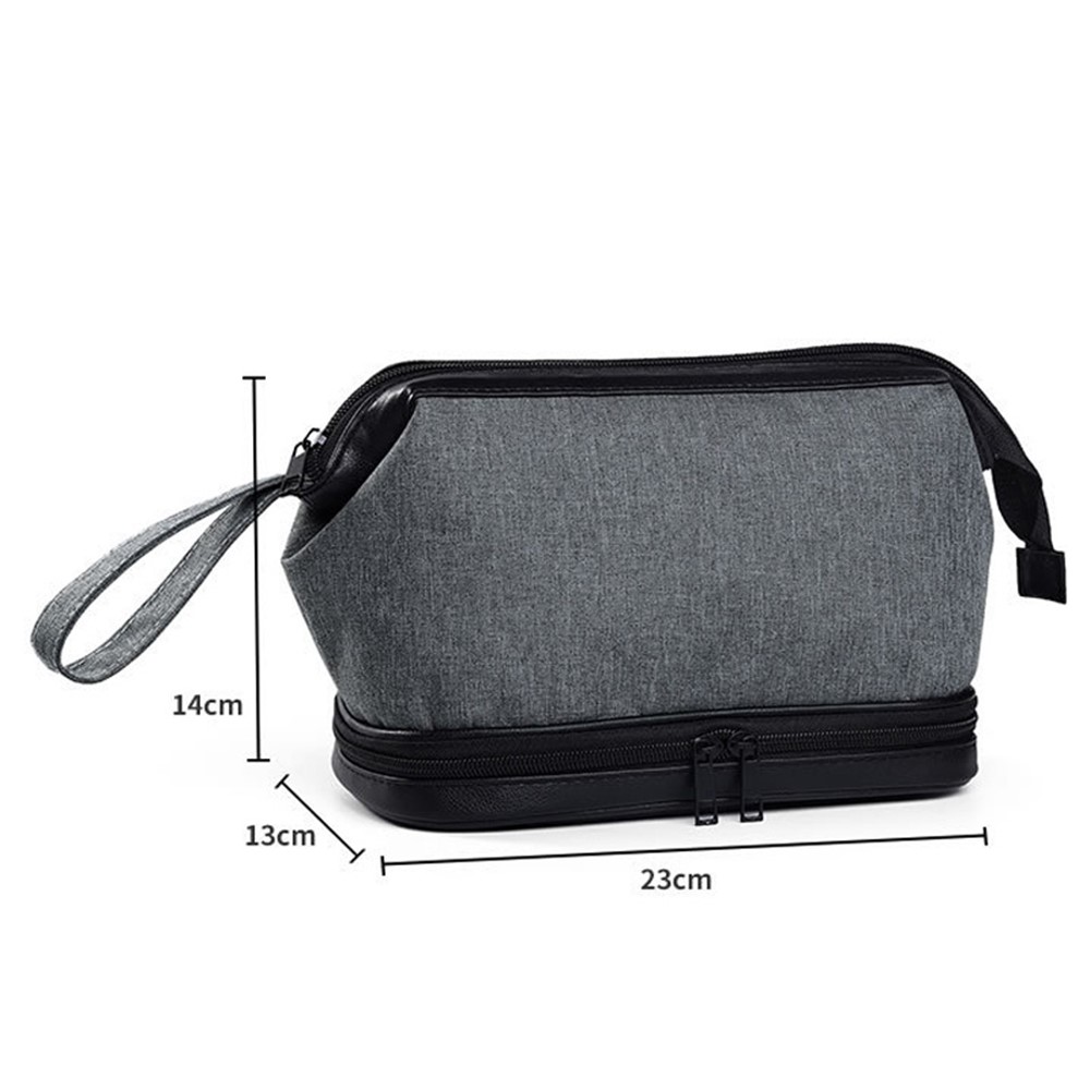 0456 Portable Men Travel Toiletry Bag Toiletries Storage Bag with Bottom Zipper Pocket - Dark Grey-8